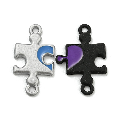 Spray Painted Alloy Couple Puzzle Connector Charms, Puzzle Links
