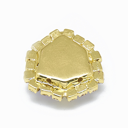 Sew on Rhinestone, Multi-strand Links, K9 Glass Rhinestone, with Light Gold Tone Brass Prong Settings, Garments Accessories, Triangle