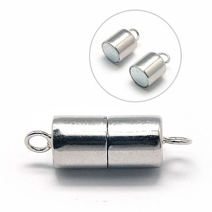 925 Sterling Silver Magnetic Clasps, Column, 20x6mm, Hole: 2mm