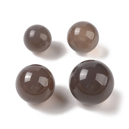 Сферические бусины из натурального серого агата без отверстий, круглые