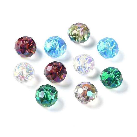 Ab цветные стеклянные бусины, граненые, круглые
