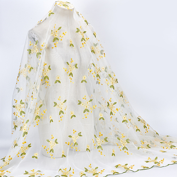 Полиэстеровое кружевное полотно с цветочным узором, для аксессуаров одежды