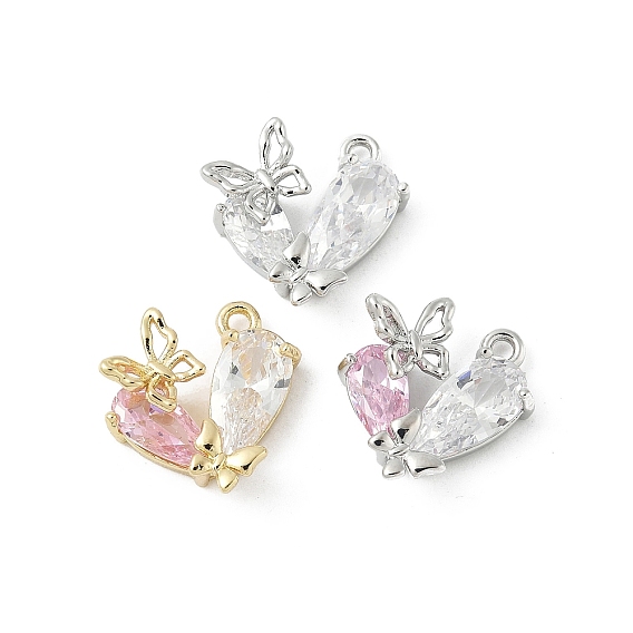 Латунные микро проложить кубического циркония подвески, без кадмия, без никеля и без свинца, подвески в виде бабочки с сердечками