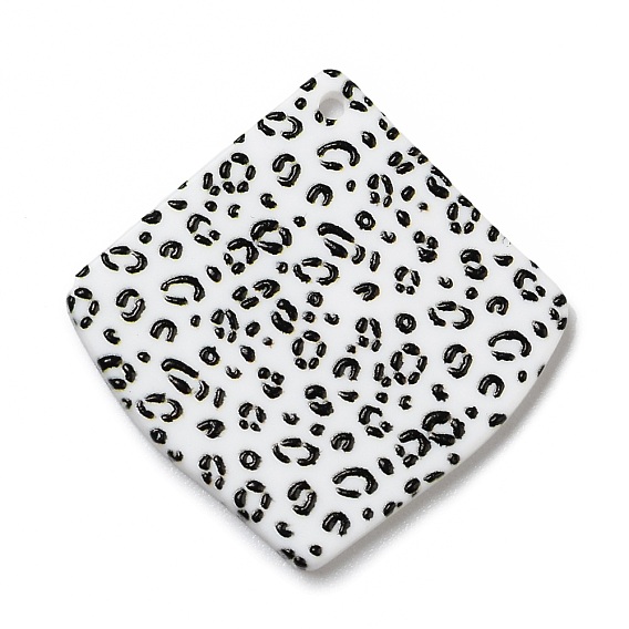 Leopard Pattern Opaque Acrylic Pendants, for DIY Earring Accessories, Rhombus