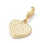 Cubic Zirconia Charms, with Brass Findings and Enamel, Heart, Golden