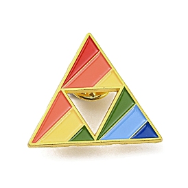 Golden Alloy Brooch, Enamel Pins, Flat Rainbow Pyramid