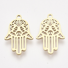 Pendentifs en acier inoxydable, pendentifs découpés au laser, hamsa main / main de fatima / main de miriam