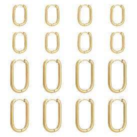 8 пары 2 стили 304 овальные серьги-кольца из нержавеющей стали