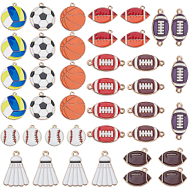 40 шт 10 стили подвески из сплава эмали, спортивные мячи подвески, золотой свет