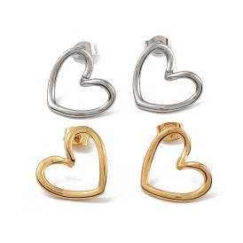 Twisted Heart 304 Stainless Steel Stud Earrings for Women