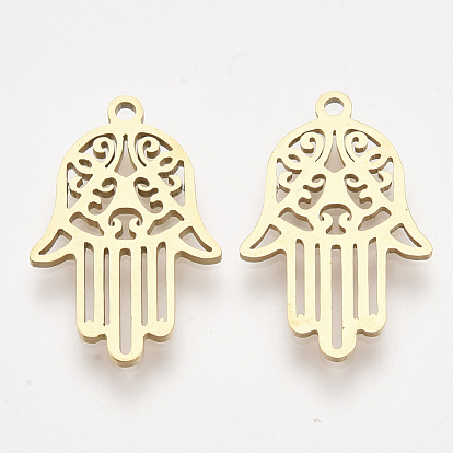 Pendentifs en acier inoxydable, pendentifs découpés au laser, hamsa main / main de fatima / main de miriam