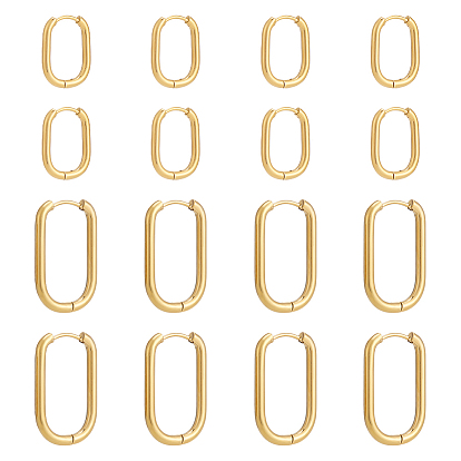 8 пары 2 стили 304 овальные серьги-кольца из нержавеющей стали