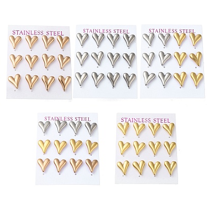 Вакуумное покрытие pvd 304 серьга-гвоздик из нержавеющей стали, сердце