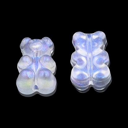 Transparent Acrylic Beads, with Glitter Powder, Bear