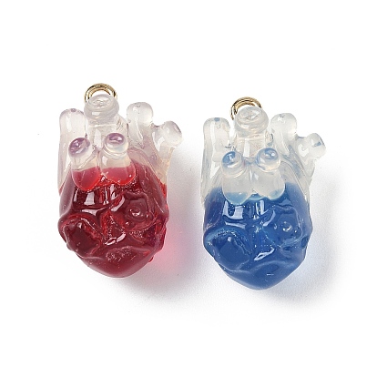 Прозрачные смоляные подвески, сердце, со сплавом, два тона