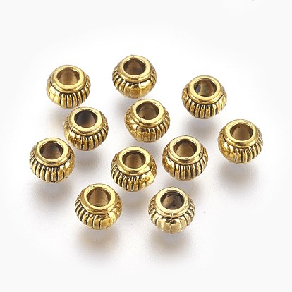 Тибетский стиль сплава Rondelle бусины, без свинца, фонарь, 7x5x5 мм, отверстие : 3 мм