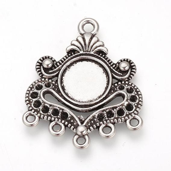Tibetan Style Alloy Cabochon and Rhinestone Connector Settings, Cadmium Free & Lead Free, Chandelier Components Links