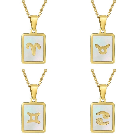 Ожерелье с подвеской в виде созвездия из натуральной ракушки и цепочками из нержавеющей стали