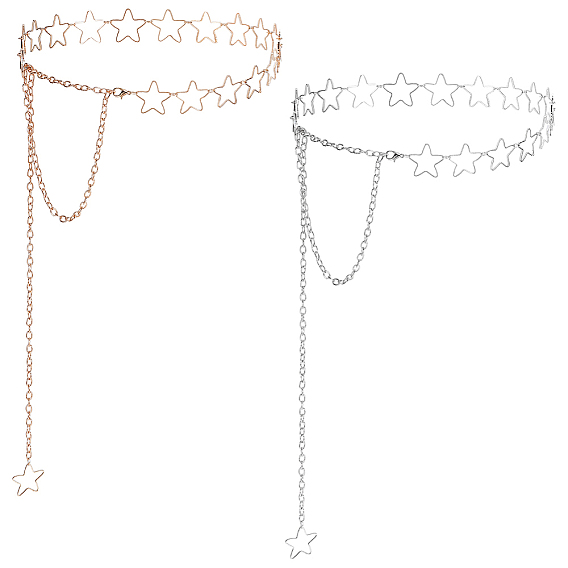 2шт. 2 цвета, ажурная цепочка из сплава в форме звезды, цепочки на талию и живот для женщин