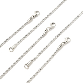 5Pcs 304 Stainless Steel Round Twist Rope Chain Necklaces Set for Men Women