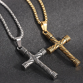 Stainless Steel Pendant Necklace, Cross