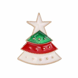 Christmas Theme Alloy Brooches, Wreath/Tree Enamel Pins