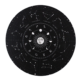 Flat Round Rubber Pendulum Altar Mats, Sun 12 Constellation Rubber Pad for Divination, Mouse Pad