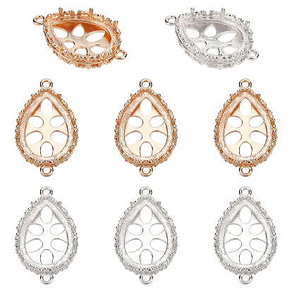 8 piezas 2 colores latón cabujón conector configuraciones, lágrima