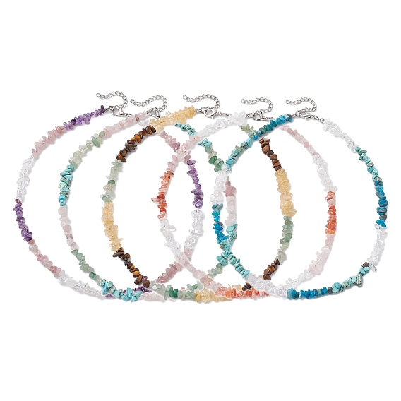 Ожерелья из бисера с натуральными драгоценными камнями, с 304 концевыми цепями из нержавеющей стали