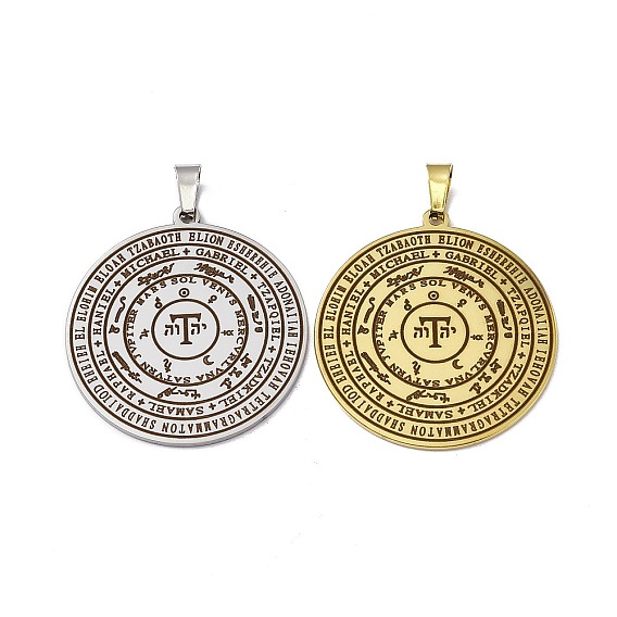 304 подвески из нержавеющей стали с семью архангелами, плоский раунд с рисунком слова