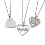 Hollow Heart 304 Stainless Steel Pendant Necklaces