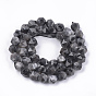 Натуральные нити бус из ларвикита, граненые, круглые