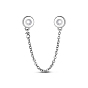 TINYSAND 925 Sterling Silver Round Safety Chains & Beads, 90mm, Hole: 3.72mm