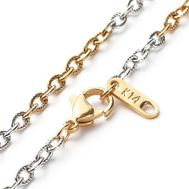 Two Tone 304 Stainless Steel Cable Chains Necklaces