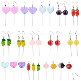 SUNNYCLUE DIY Dangle Earring Making Kits, with Lollipop Resin Pendants and Platinum Plated Brass Earring Hooks