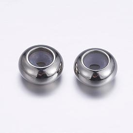 304 Surgical Stainless Steel Beads, with Rubber Inside, Slider Beads, Stopper Beads, Rondelle