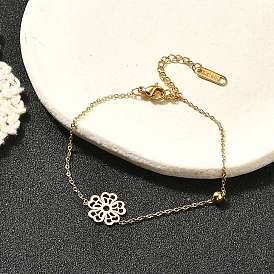 304 браслеты из нержавеющей стали ссылка для женщин, цветок, ионное покрытие (ip)