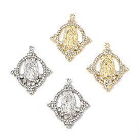 Подвески из сплава и страза, овальные с рисунками " virgin mary", стойки покрытие