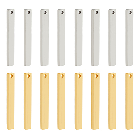 16 шт. 2 цвета 304 нержавеющая сталь четырехсторонние гравированные подвески, ручная полировка, подвески для литературного искусства, ручная полировка, пустые теги тиснения, бар