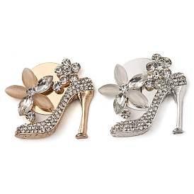 Alloy Glass Rhinestone Cabochons, with Resin, High-heeled Shoes with Flower