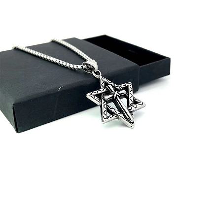 Винтажные готические ожерелья из нержавеющей стали с крестом и звездой Давида для мужчин и женщин