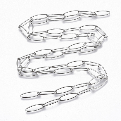 Ion Plating(IP) 304 Stainless Steel Paperclip Chains, Drawn Elongated Cable Chain, Soldered