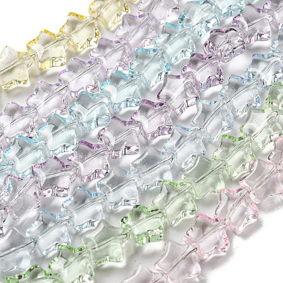 Baking Paint Transparent Glass Beads Strands, Star