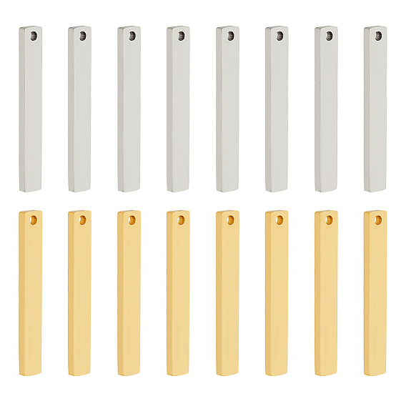 16 шт. 2 цвета 304 нержавеющая сталь четырехсторонние гравированные подвески, ручная полировка, подвески для литературного искусства, ручная полировка, пустые теги тиснения, бар