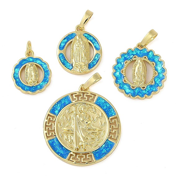 Стойки обшивки латунные подвески, с синтетическим опалом, долговечный, без свинца и без кадмия, плоский круглый с девственной мариной