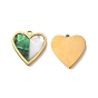 Ion Plating(IP) 304 Stainless Steel Pendants, Heart Charms, with Synthetic Shell