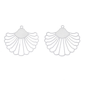 304 Stainless Steel Filigree Pendants, Etched Metal Embellishments, Flower