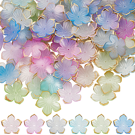 180шт 6 цвета прозрачные акриловые колпачки для бусин, с золотым краем, цветок