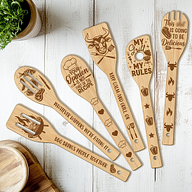 6 бамбуковые ложки, ножи и вилки, столовые приборы на десерт