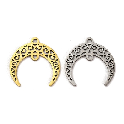 201 Stainless Steel Hollow Connector Charms, Horn Links